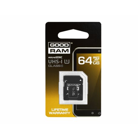 KARTA PAMIĘCI MIKRO SD 64GB+ADAPTER UHS-1 Class10 GOODRAM