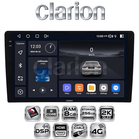 Clarion GL700 - Stacja Multimedialna 10,1" Android z DSP 8GB RAM 256GB Wi-Fi