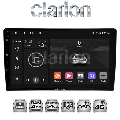 Clarion GL700 (XD8581-4645) - stacja multimedialna Android 10.1" z DSP 4/64 GB